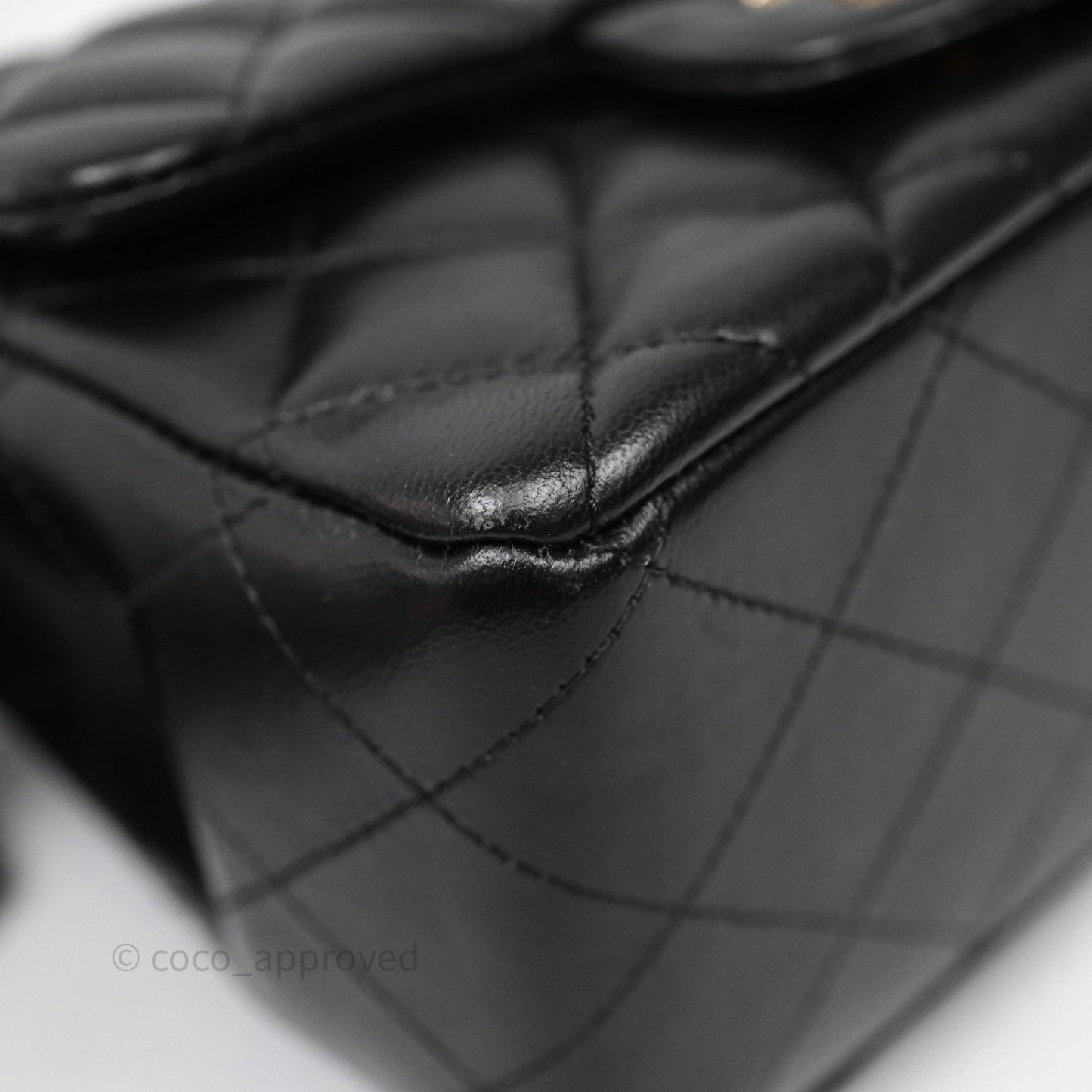 Chanel Mini Square Quilted Black Lambskin Gold Hardware