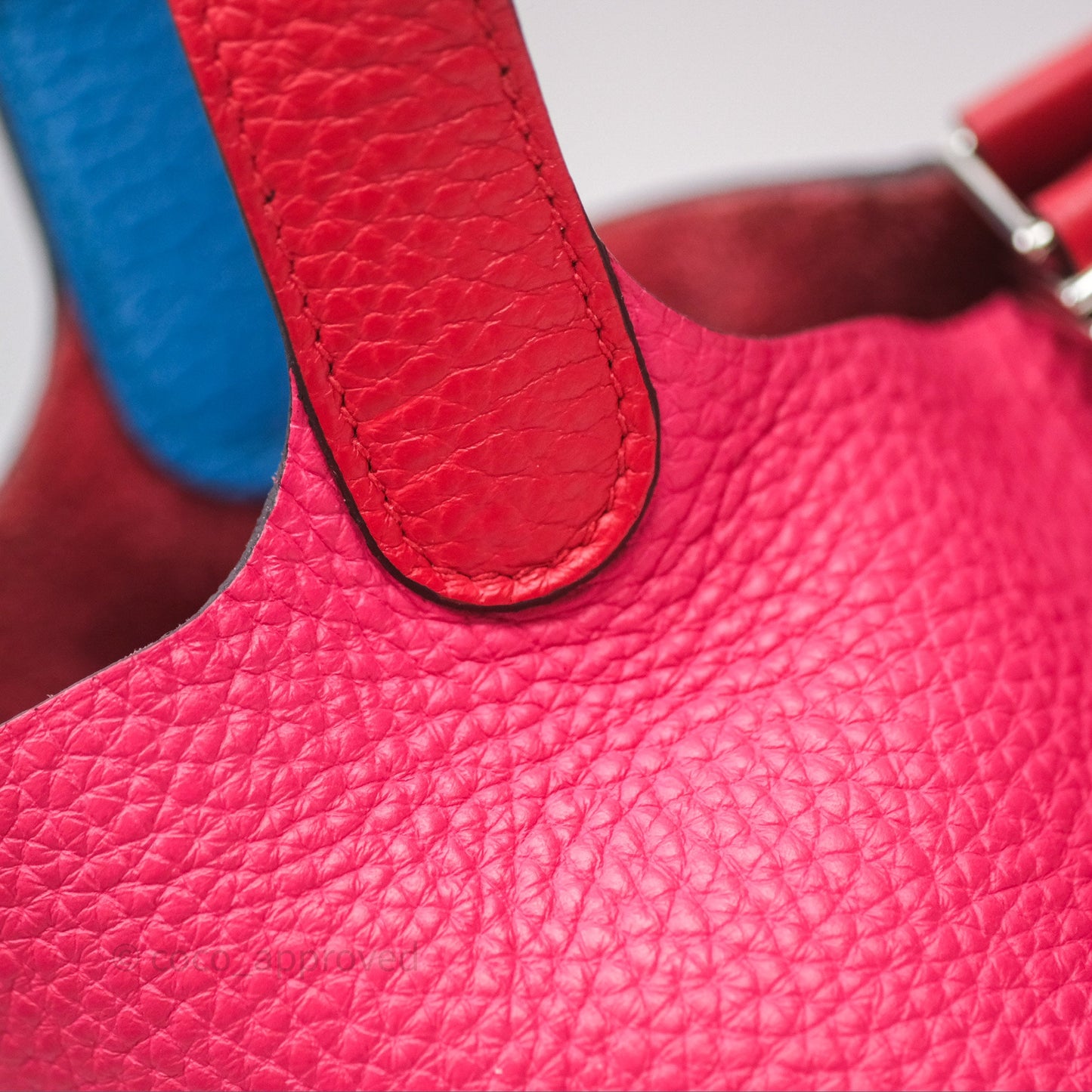 Hermès Picotin 18 Rouge de Coeur S3/ Rose Extrême I6/ Bleu Zanzibar B3 Clemence Palladium Hardware
