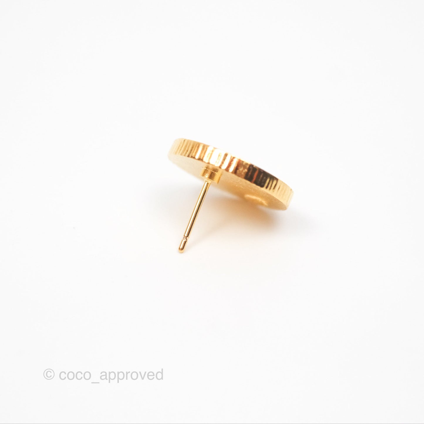 Chanel CC Round Earrings Black Pink Gold Tone 24C