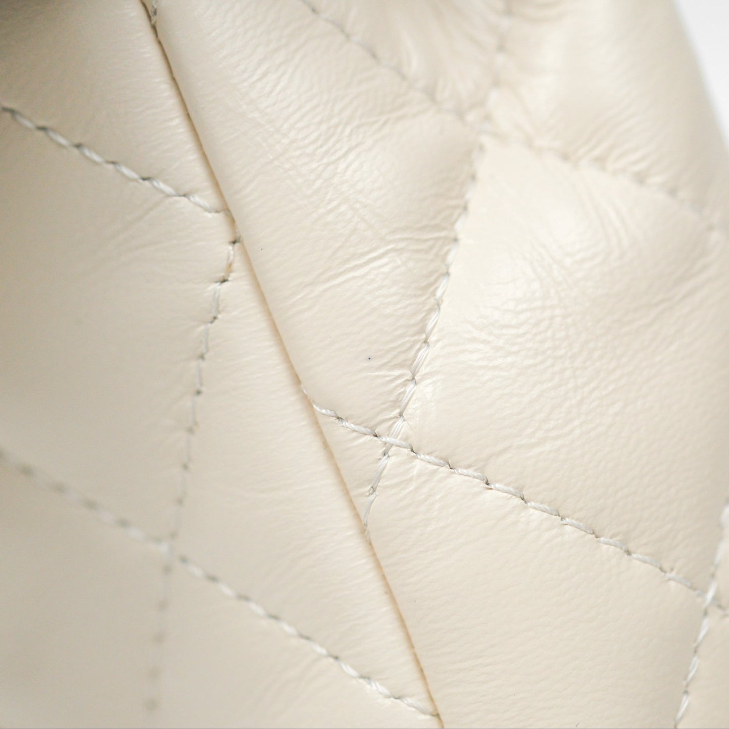 Chanel Top Handle White Lambskin Gold Hardware
