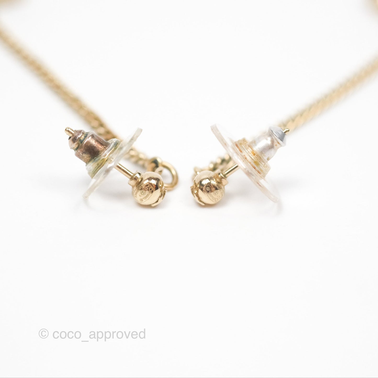 Chanel Multicolor Crystal CC Drop Earrings Gold Tone