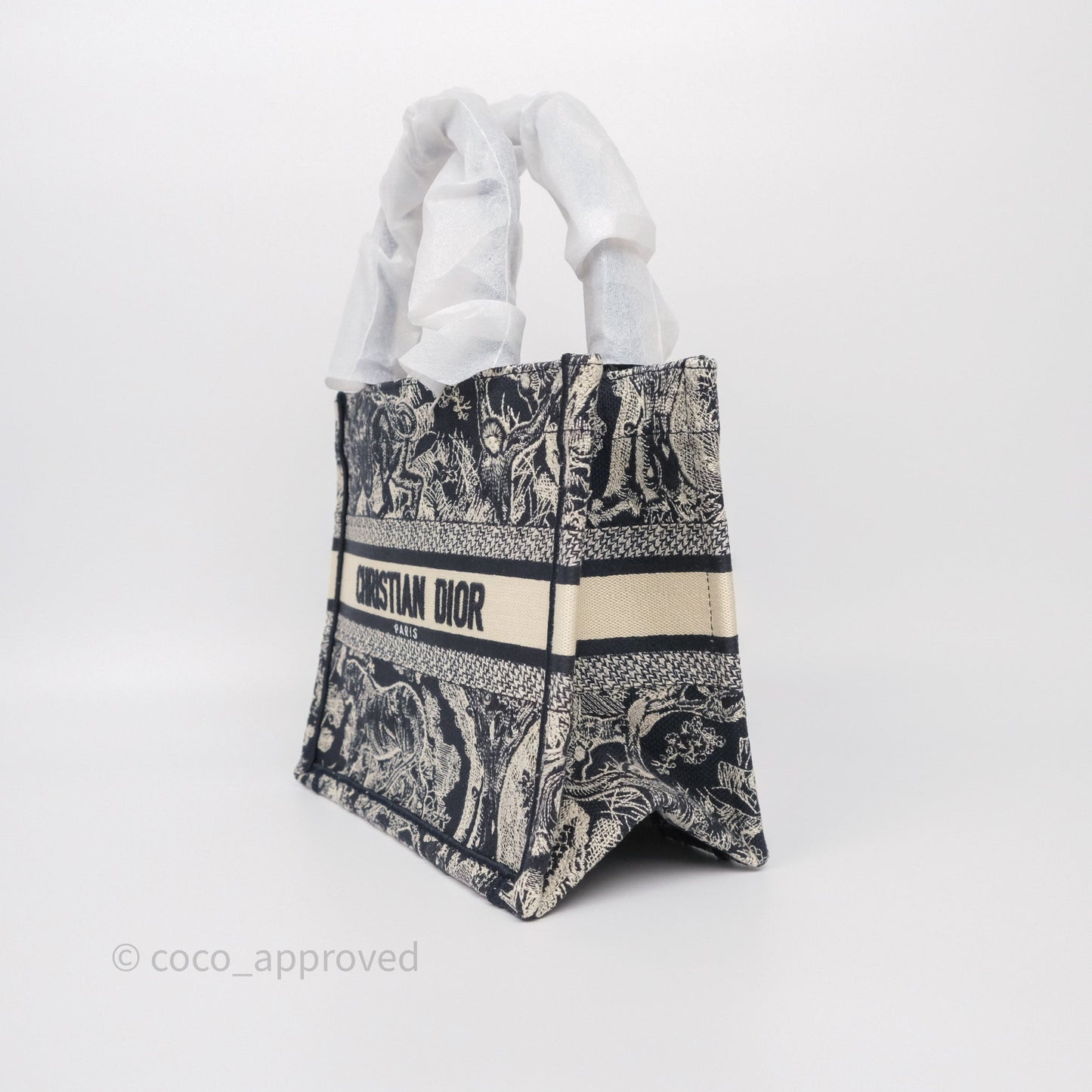 Christian Dior New Small Book Tote Embroidered Toile De Jouy Navy