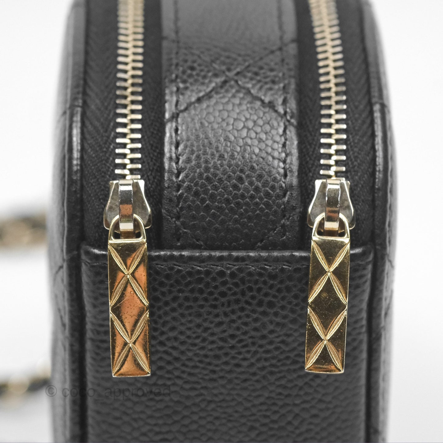 Chanel Mini Round Vanity Bag Handle With Care Black Caviar 22C