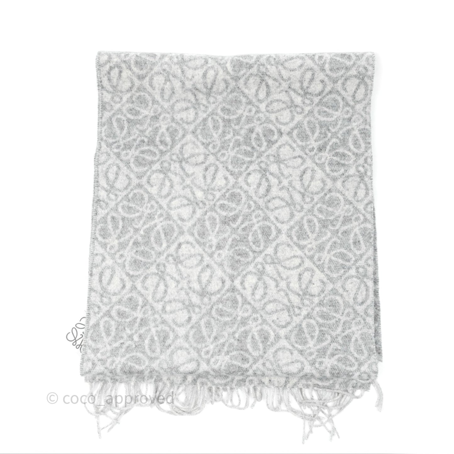 Loewe Anagram Wool Cashmere Scarf Light Grey