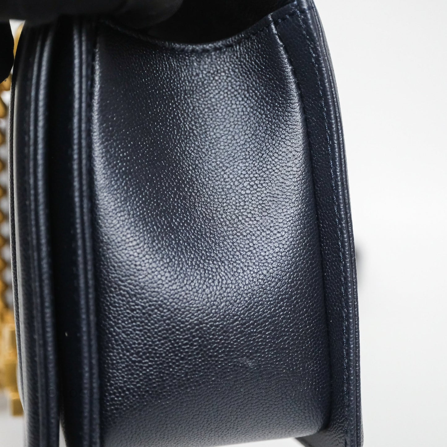 Chanel Quilted Medium Boy Dark Navy Caviar Aged Gold Hardware