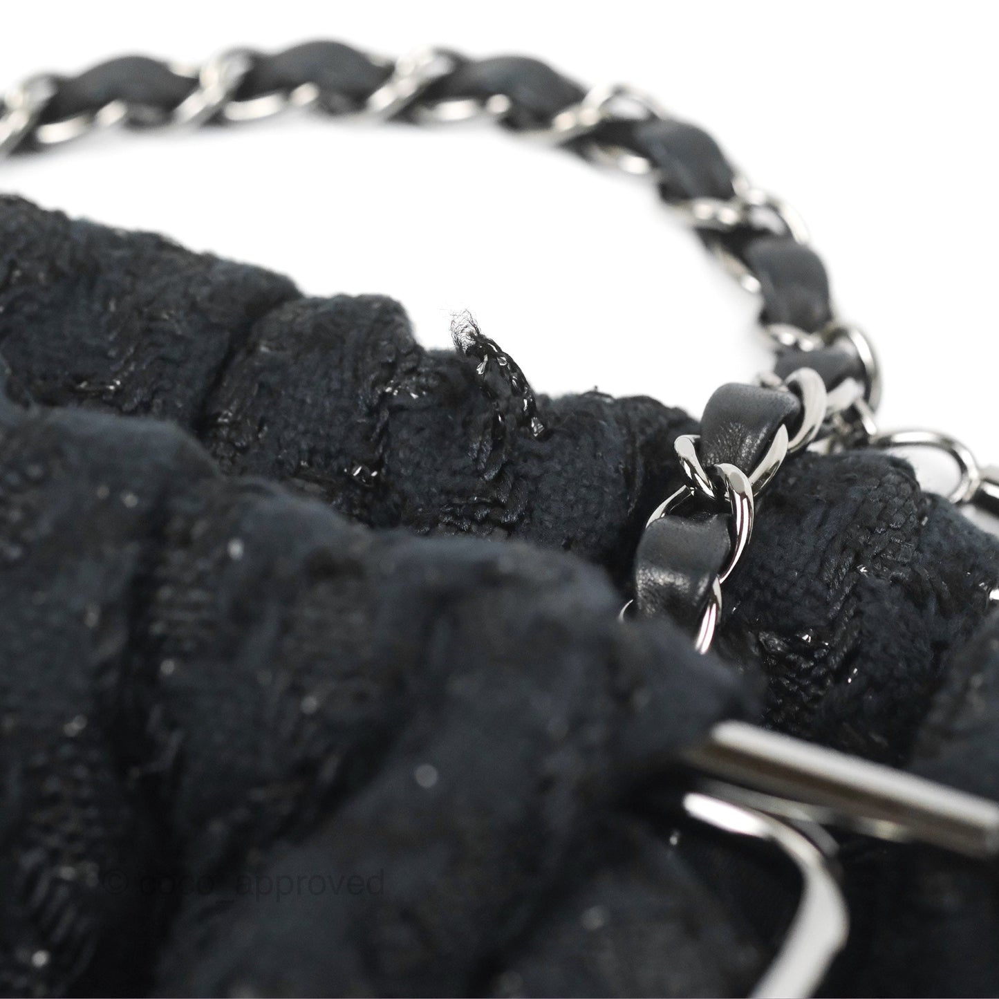 Chanel Tweed Boucle Knitting Bag Black Silver Hardware