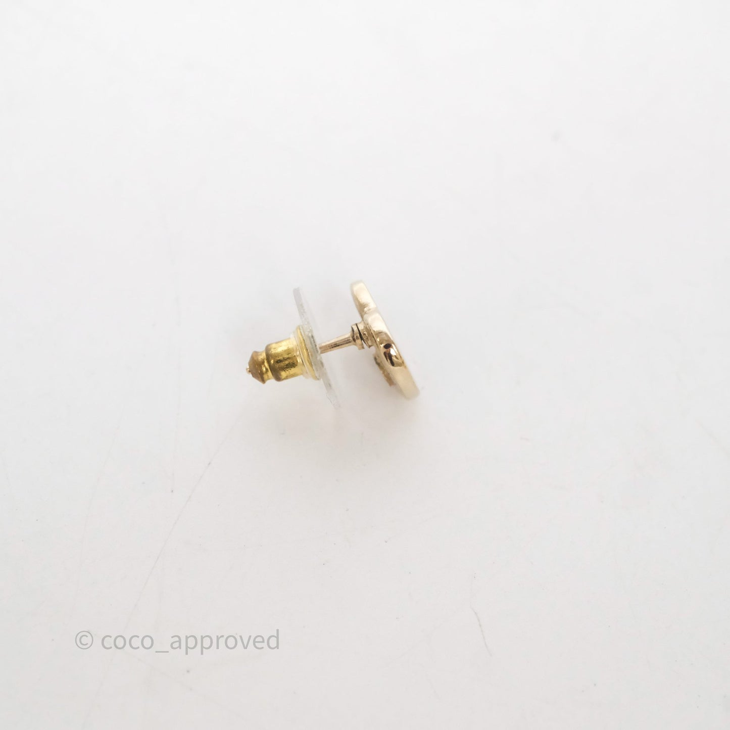 Chanel CC Heart Earrings White Gold Tone 24S
