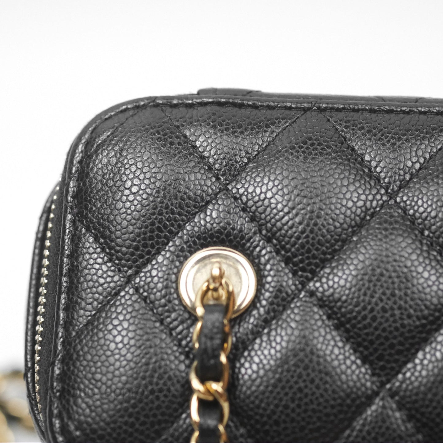 Chanel Vanity Rectangular With Chain Black Caviar Gold Hardware