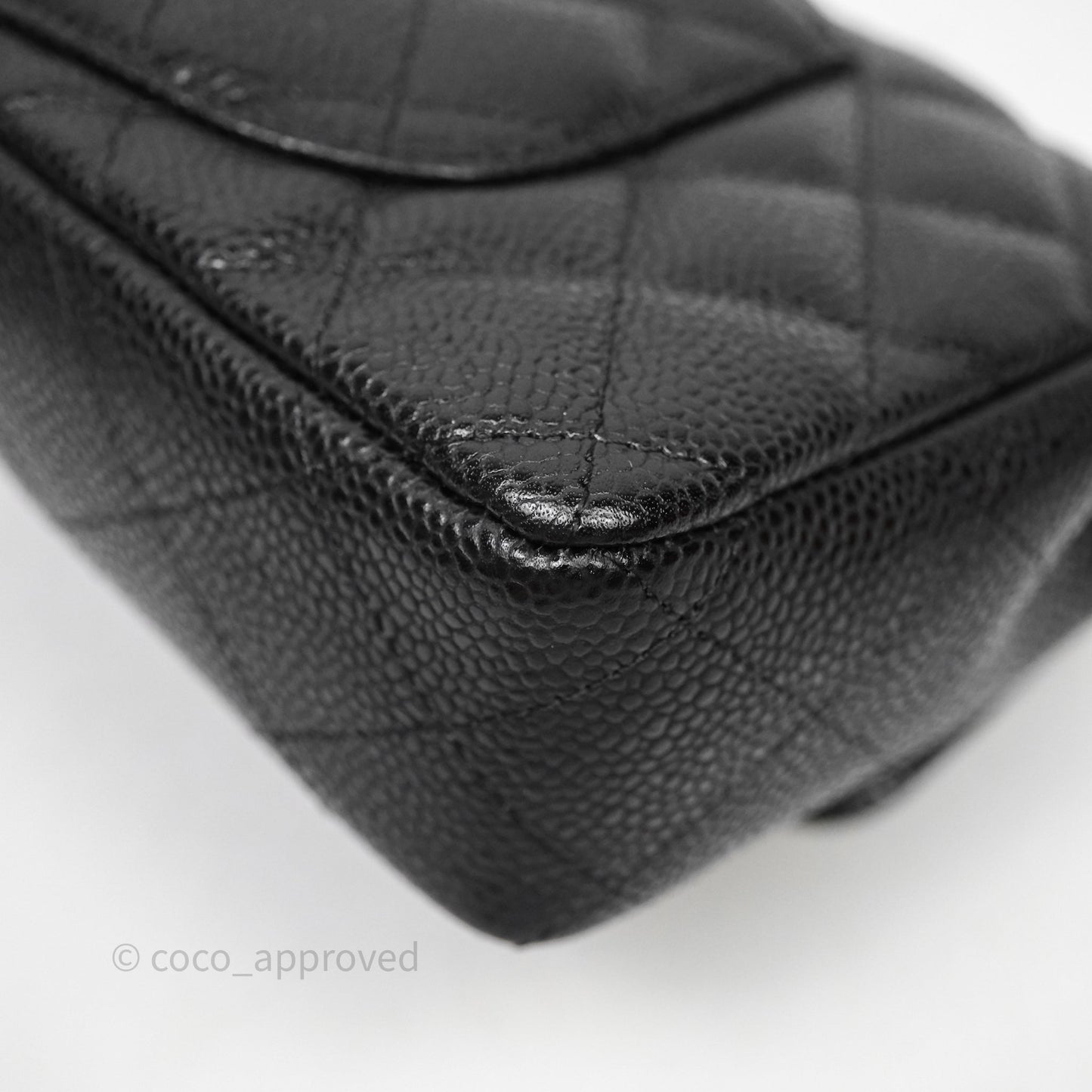Chanel East West Flap Bag Black Caviar Silver Hardware