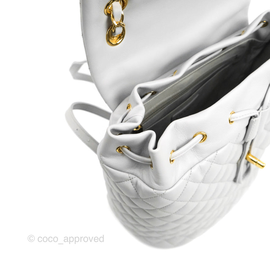 Chanel Large Quilted Urban Spirit Backpack Grey Gold Hardware