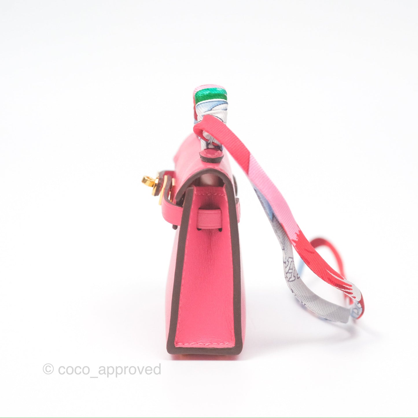 Hermès Kelly Twilly Around Bag Charm Pink Tadelakt Gold Hardware