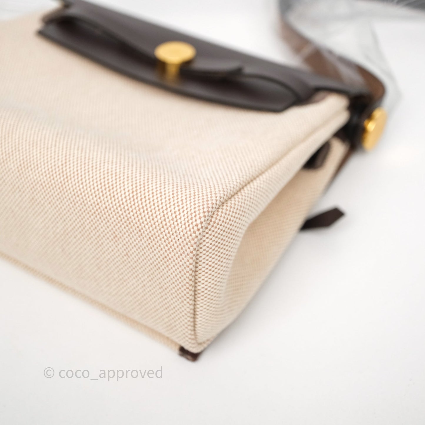 Hermès Herbag Zip 20 Mini Ecru Beige 14/ Ebene 46 Canvas Gold Hardware