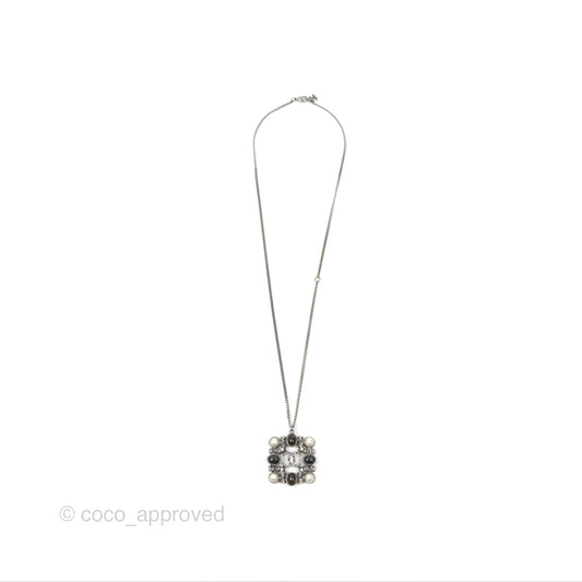 Chanel CC Square Pendant Necklace Gun Metal 14P