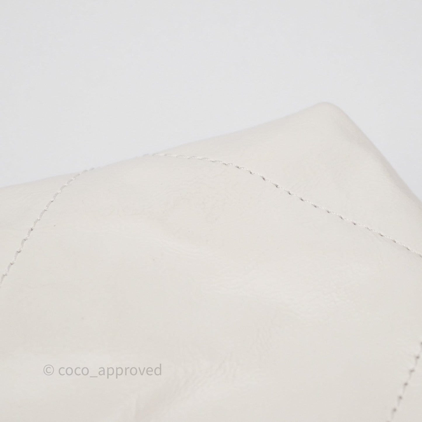 Chanel 22 Small White Aged Calfskin Black Logo Aged Gold Hardware
