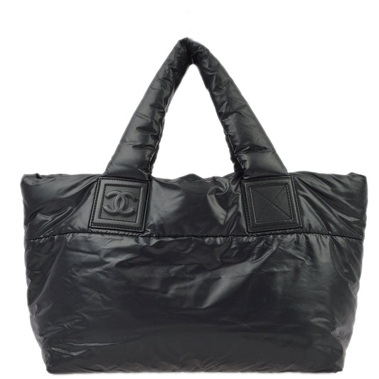 Luxury Chanel Black Nylon Coco Cocoon Tote Handbag