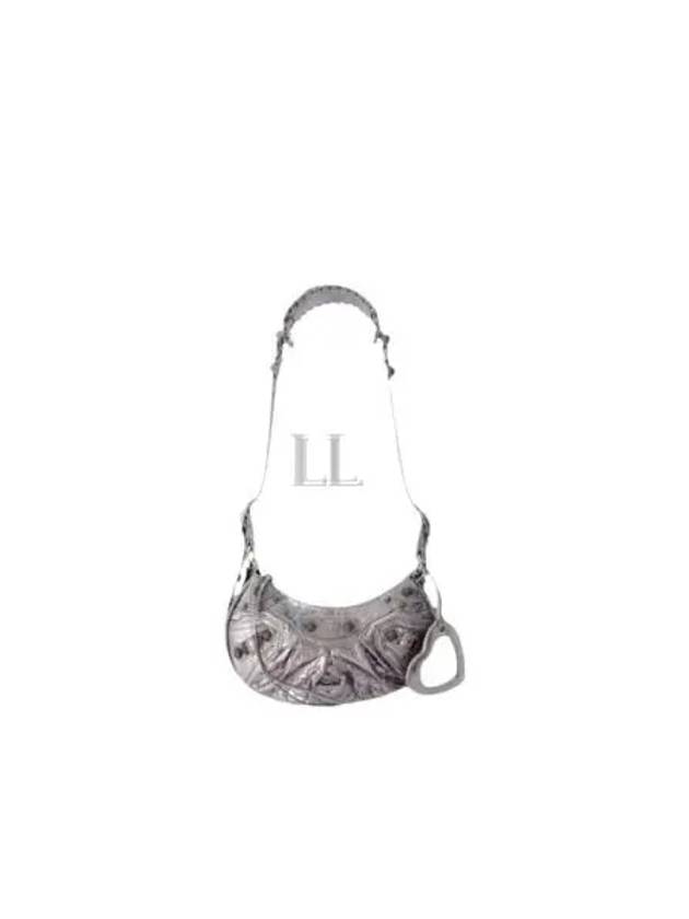 Luxury Balenciaga Metallic Le Cagol XS Lambskin Shoulder Bag Dark Silver