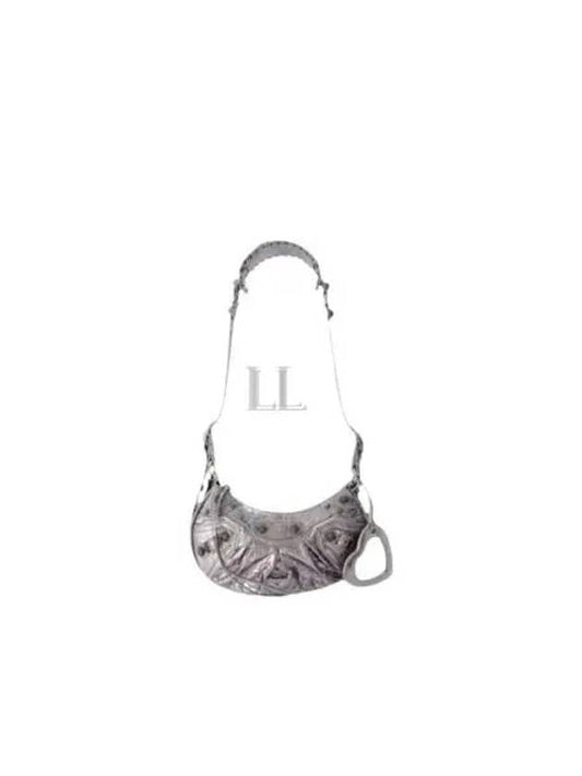 Luxury Balenciaga Metallic Le Cagol XS Lambskin Shoulder Bag Dark Silver