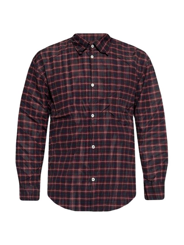 Luxury Balenciaga Check Pleated Long Sleeve Shirt