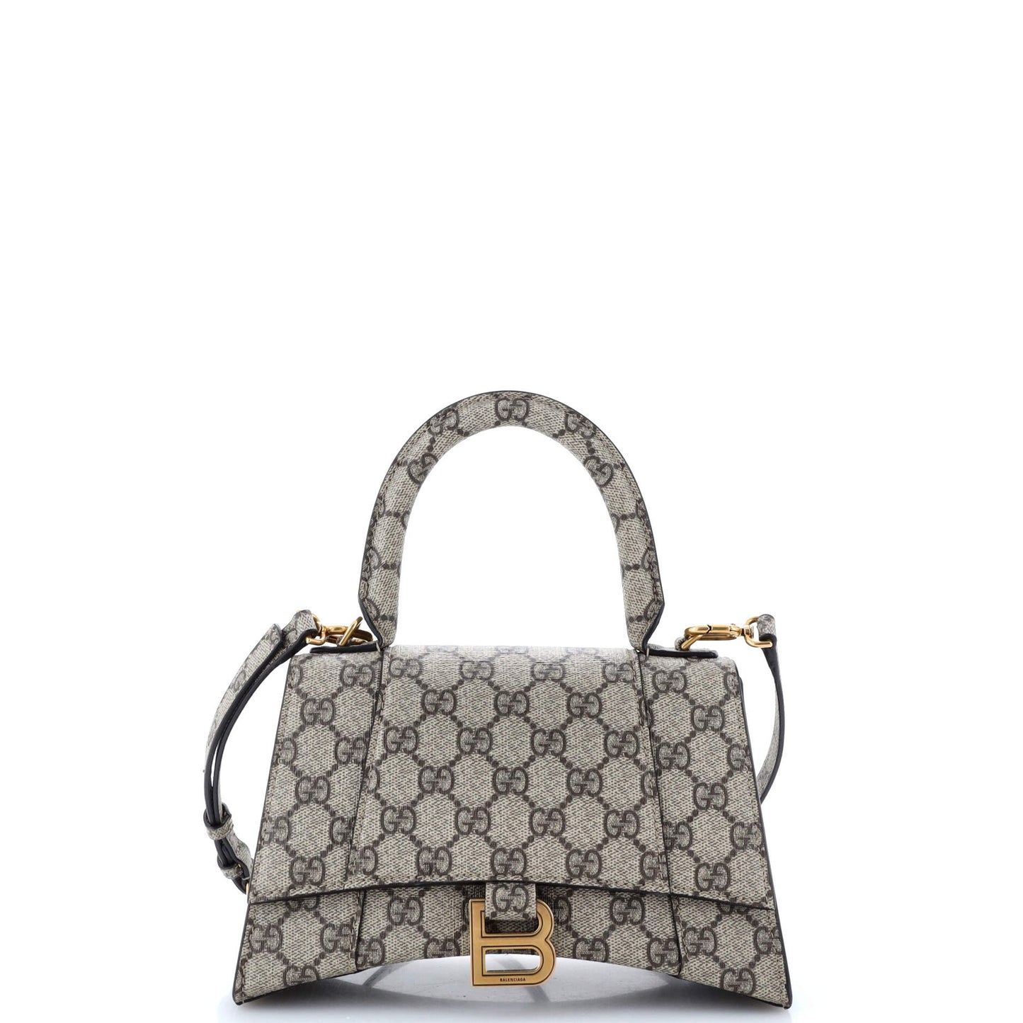 x Luxury Balenciaga The Hacker Project Hourglass Top Handle Bag GG Coated Canvas Small