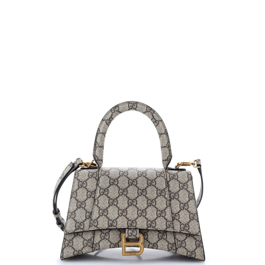 x Luxury Balenciaga The Hacker Project Hourglass Top Handle Bag GG Coated Canvas Small