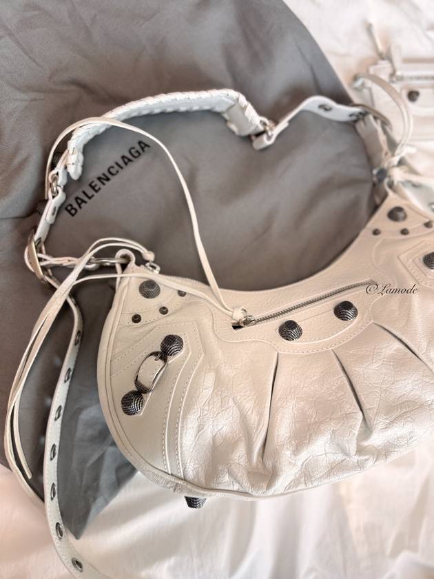 Luxury Balenciaga Le Cagole Small Leather Shoulder Bag White