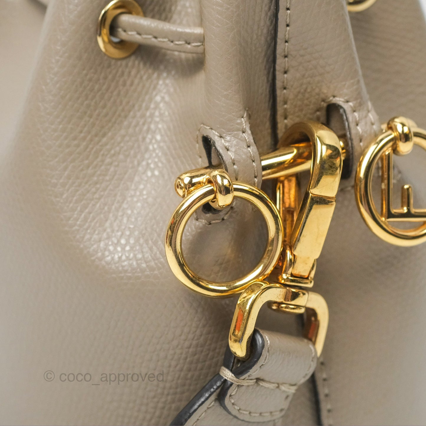 Fendi Mini Mon Tresor Bucket Bag Tortora Grained Calfskin