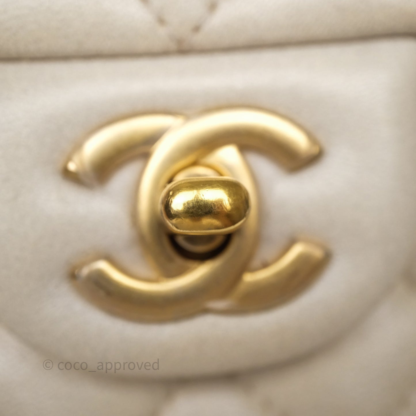 Chanel Top Handle Mini Rectangular Flap Pearly Beige Oat Lambskin Aged Gold Hardware
