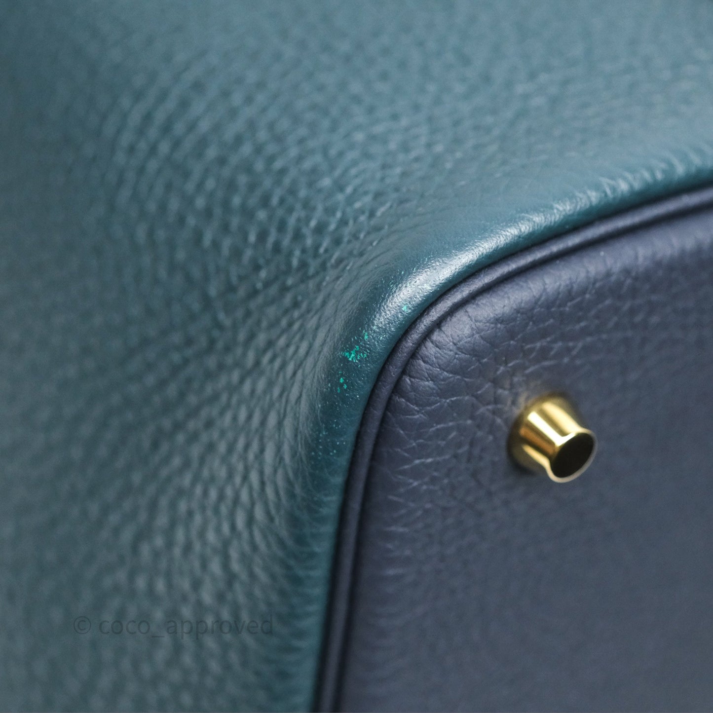 Hermès Picotin Lock 22 Casaque Vert Cyprès 6O/ Bleu Nuit 2Z/ Black Noir 89 Clemence Gold Hardware