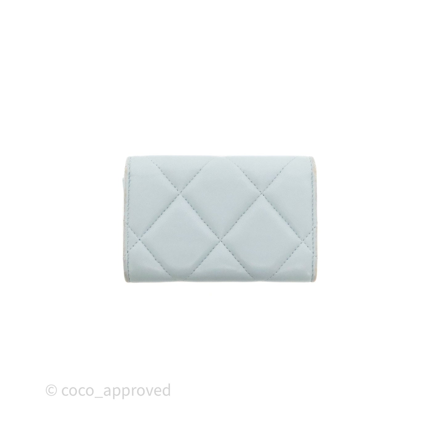 Chanel 19 Flap Card Holder Light Blue Lambskin