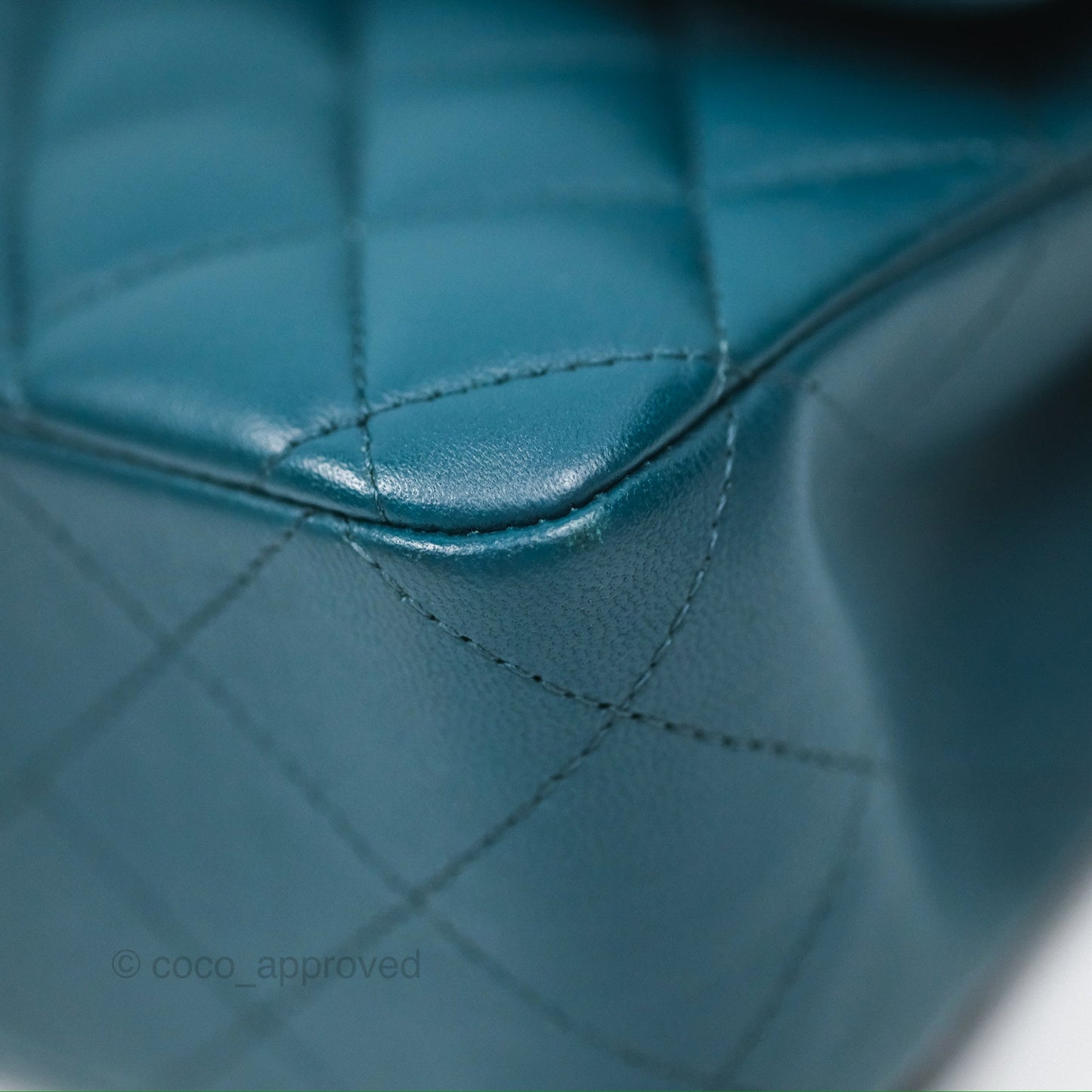 Chanel Classic M/L Medium Flap Quilted Teal Lambskin Silver Hardware