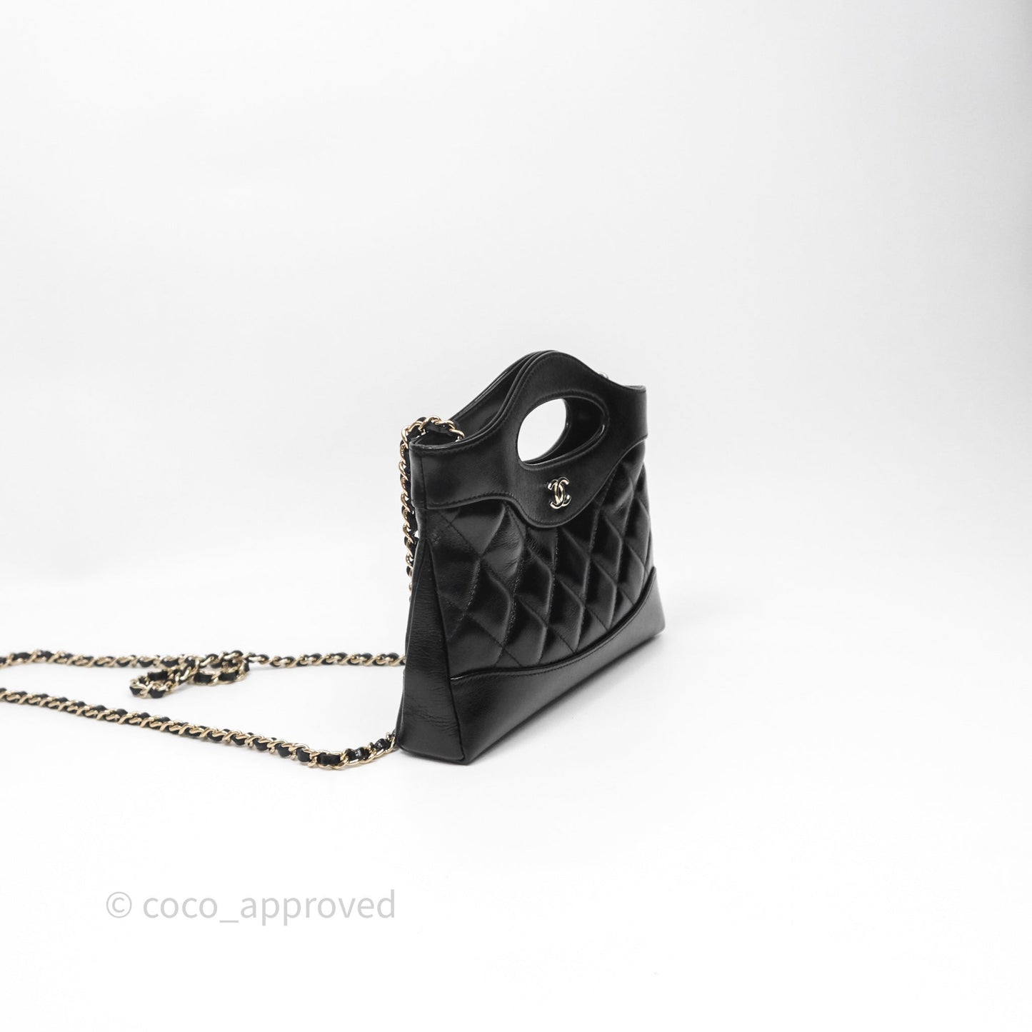 Chanel Nano 31 Black Shiny Lambskin Gold Hardware