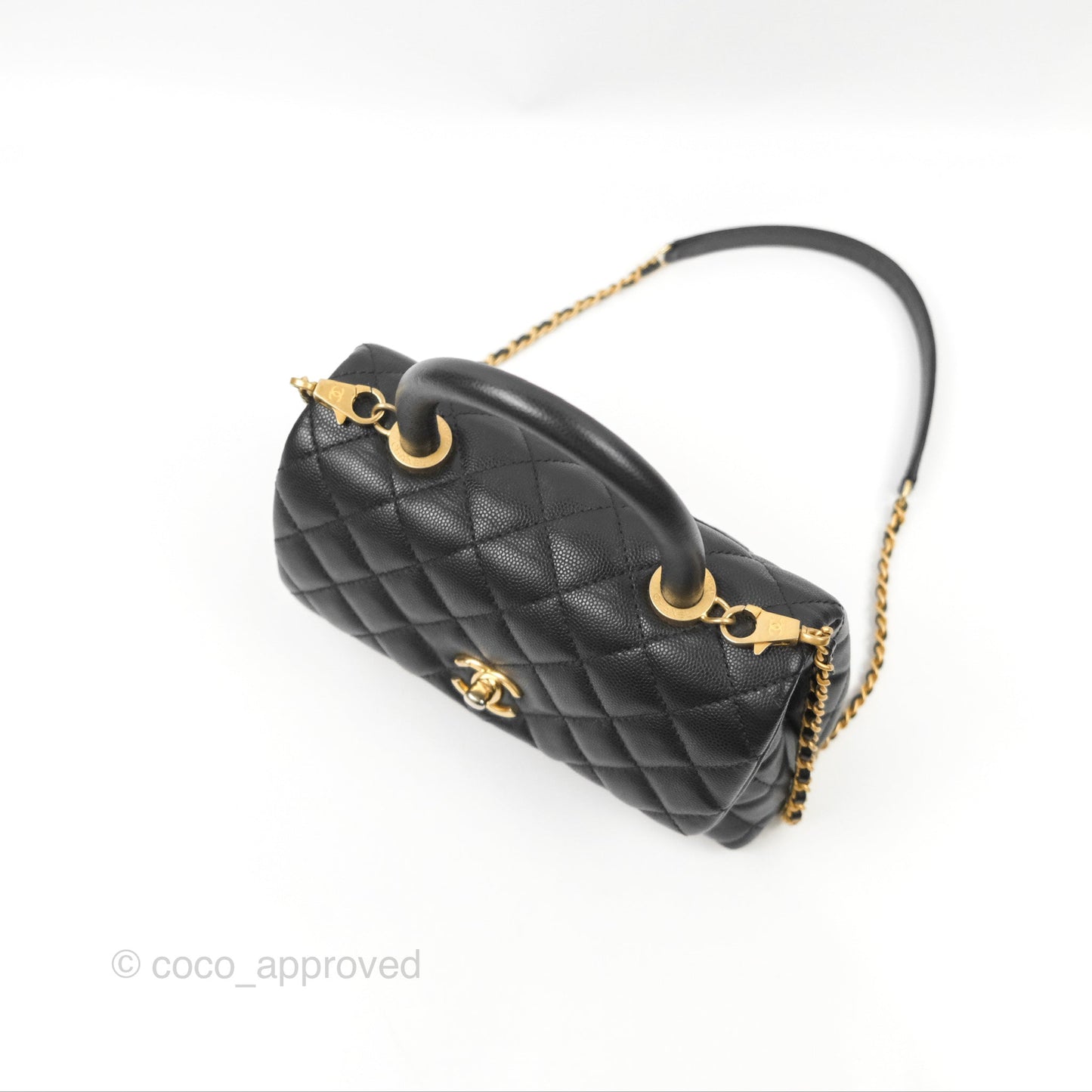 Chanel Small Coco Handle Quilted Black Caviar Gold Hardware