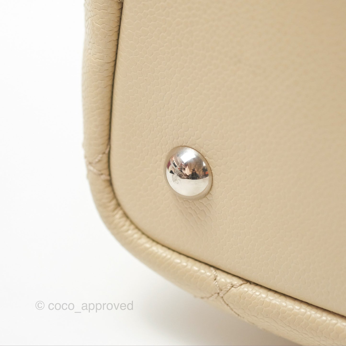 Chanel Large Fever Shopping Tote Quilted Beige Black Caviar