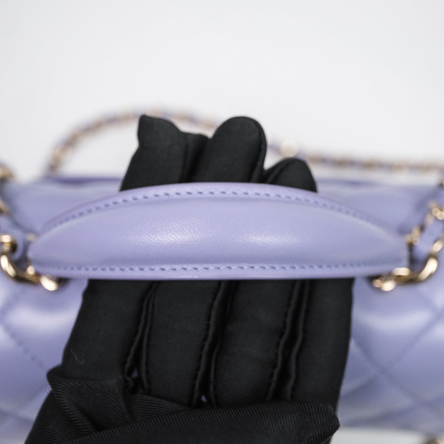 Chanel Top Handle Mini Rectangular Flap Purple Lambskin Gold Hardware