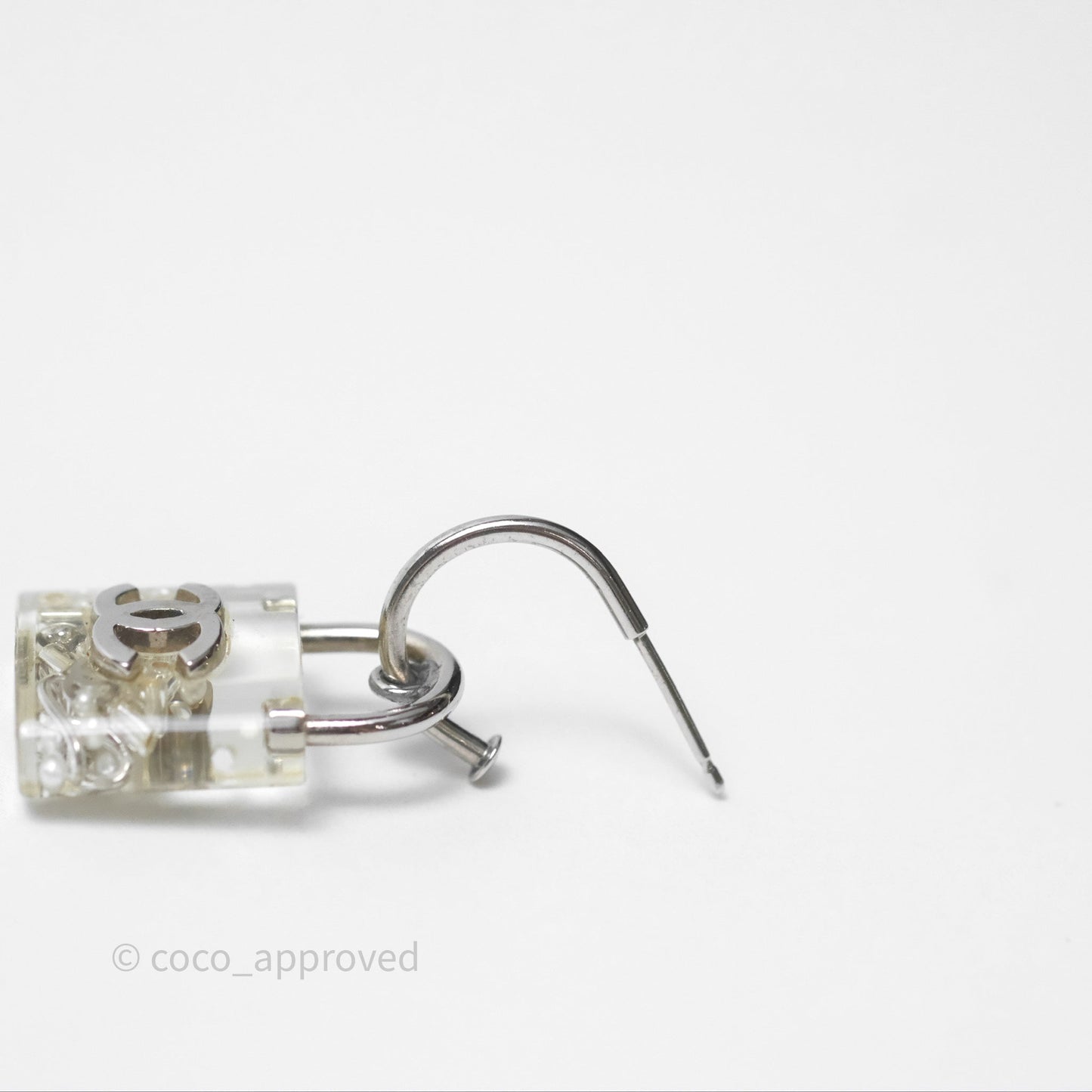 Chanel CC Padlock Resin Drop Earrings 14K