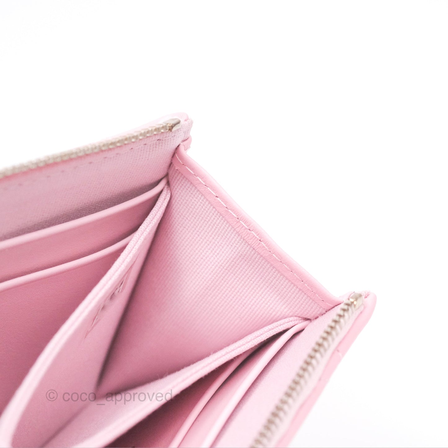 Chanel Classic Zipped Coin Purse Pink CC Silver Hardware