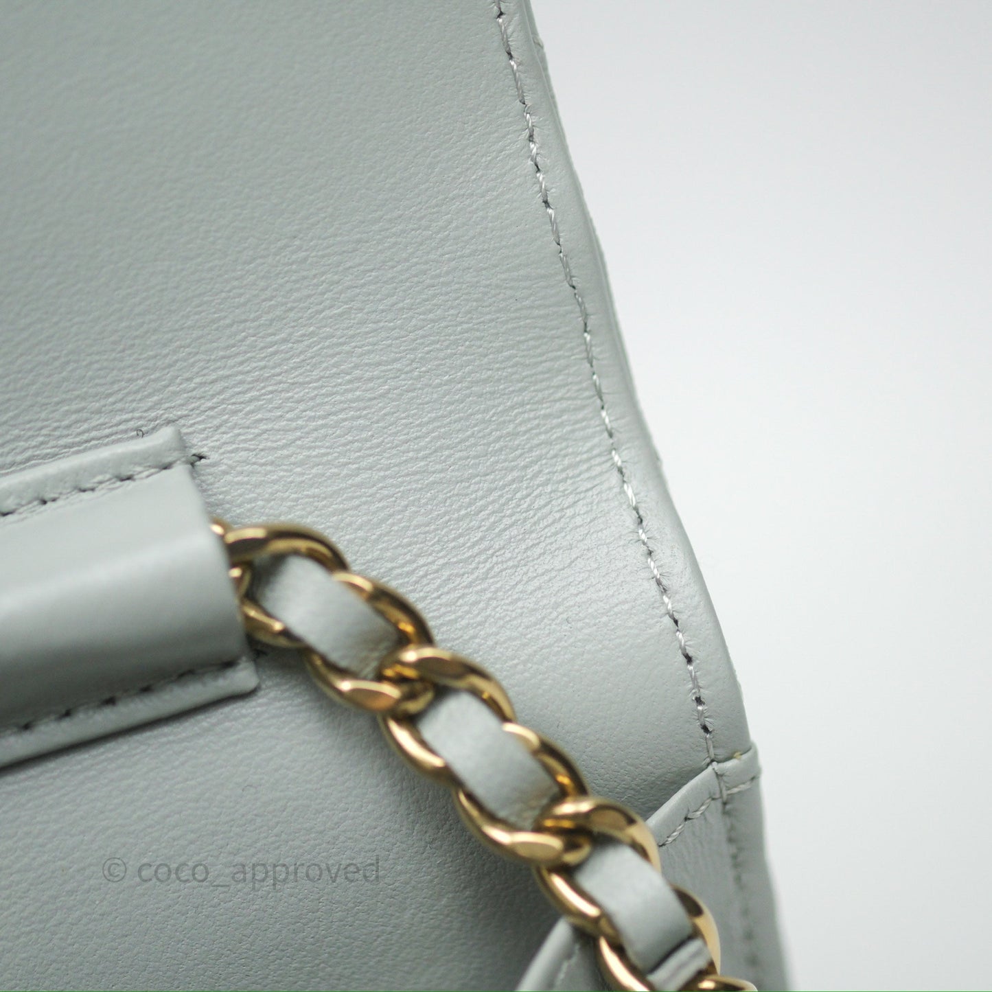Chanel Classic Quilted Wallet on Chain WOC Grey Lambskin Gold Hardware
