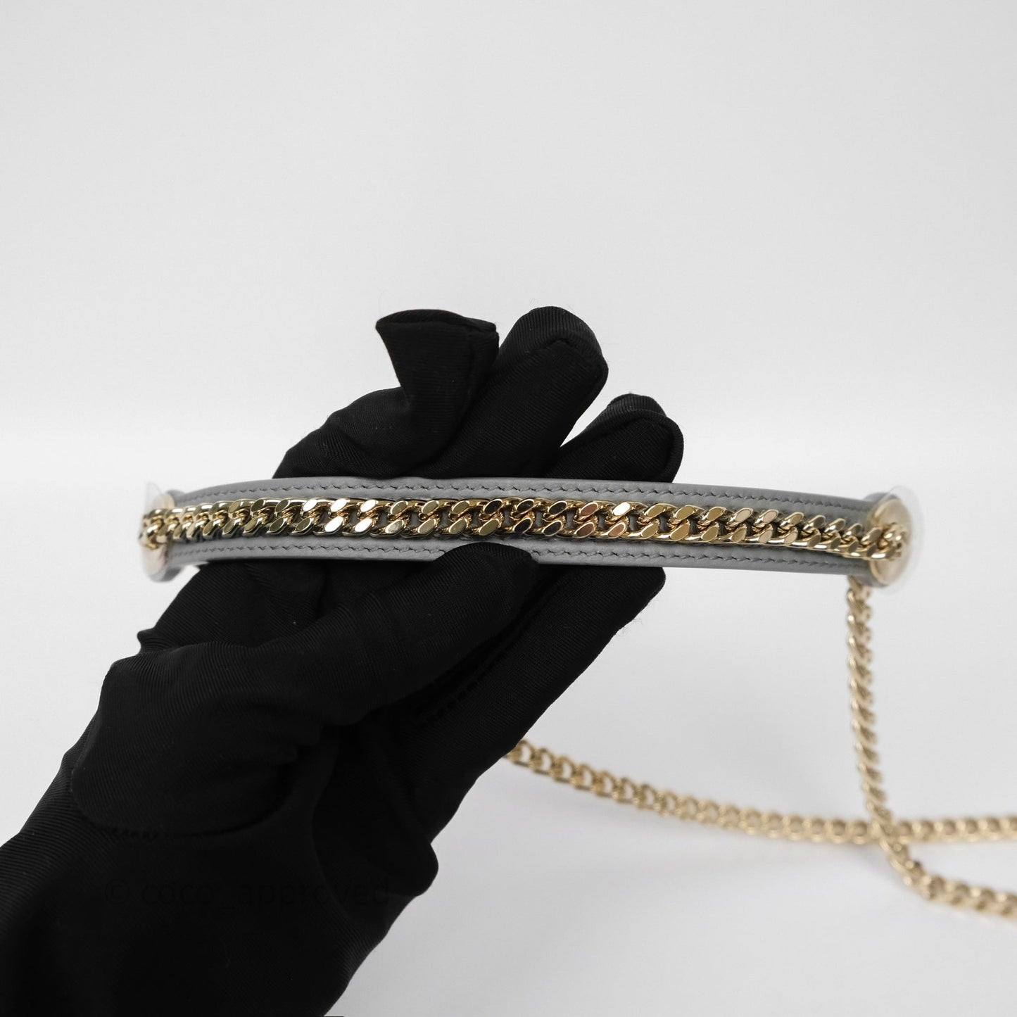Dior Mini Lady Dior Grey Velvet Cannage Crystal Charms Gold Hardware