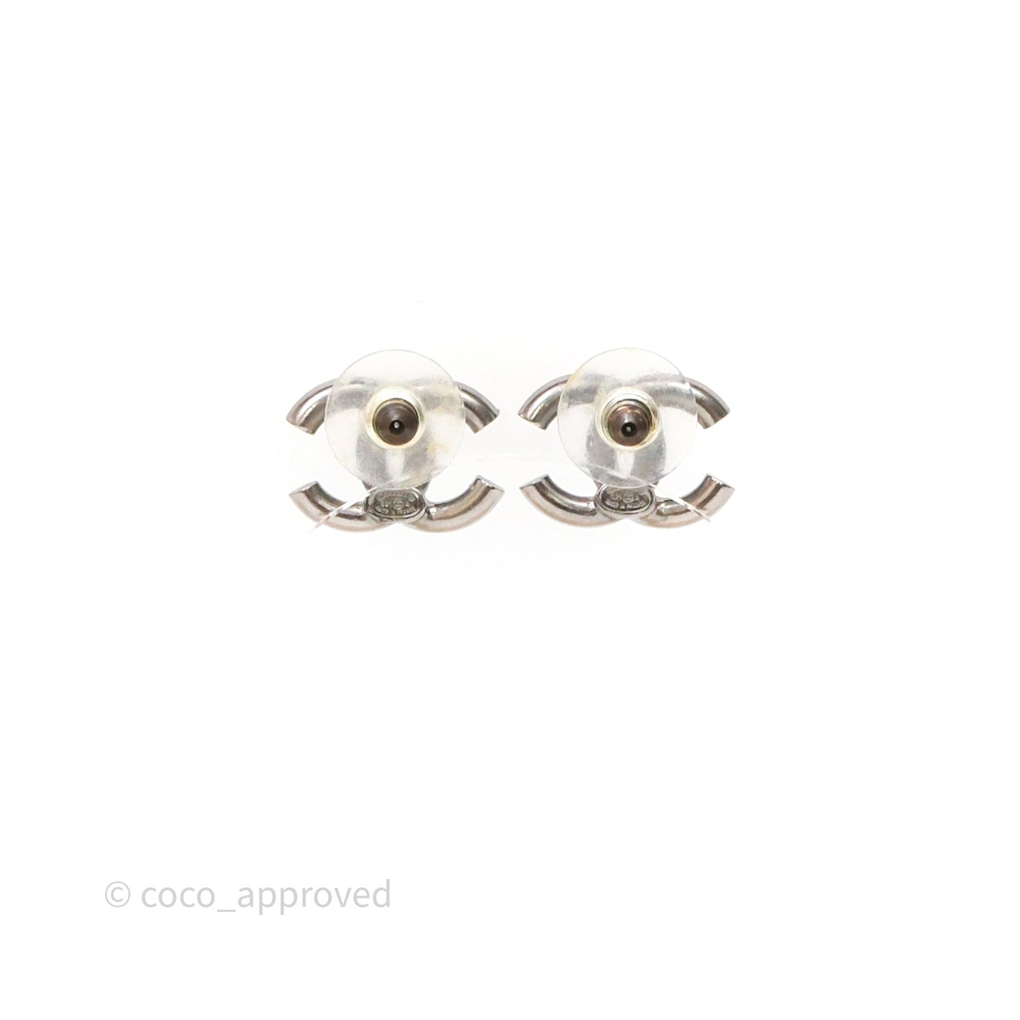 Chanel CC Crystals Earrings Ruthenium Tone 21A