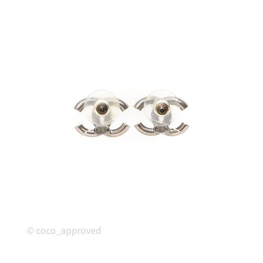 Chanel CC Crystals Earrings Ruthenium Tone 21A