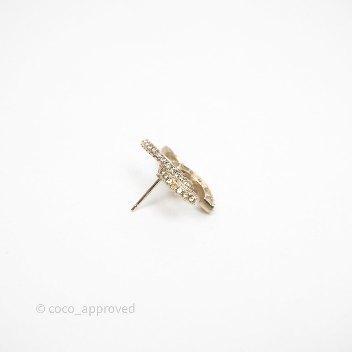 Chanel Crystal CC Earrings Gold Tone 23V
