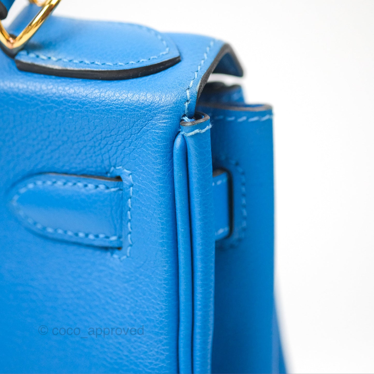 Hermès Retourne Kelly 28 Blue Evercolor Gold Hardware