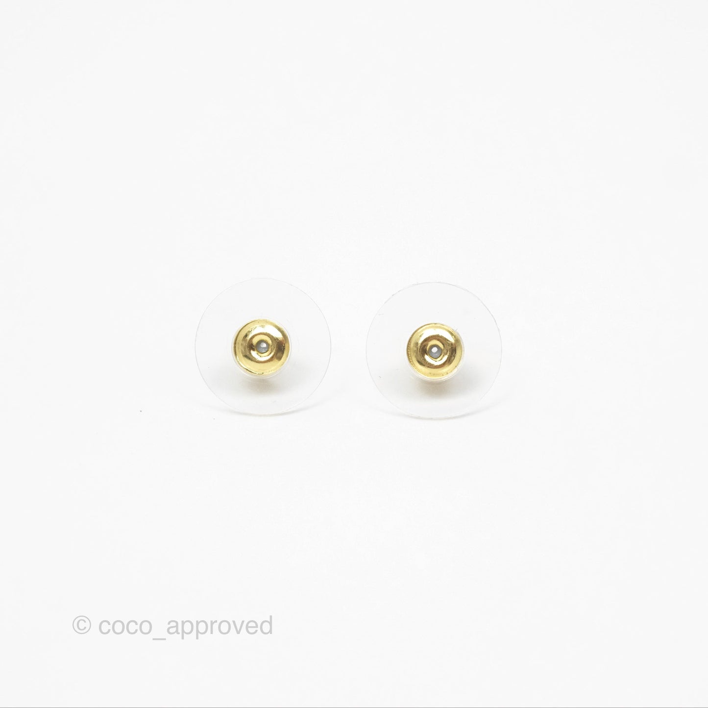 Chanel Crystal Pearl CC Square Earrings Gold Tone 23B