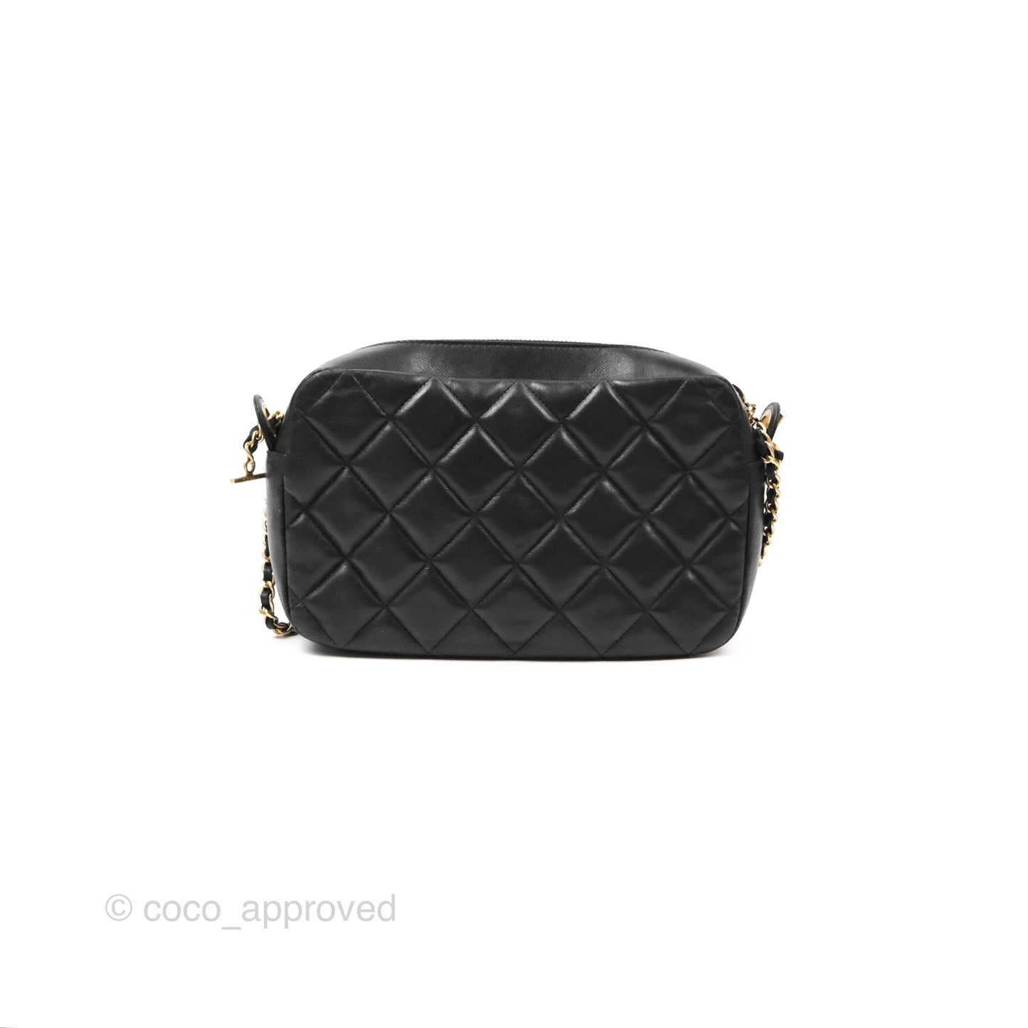 Chanel Small CC Camera Bag Quilted Black Lambskin Gold Hardware