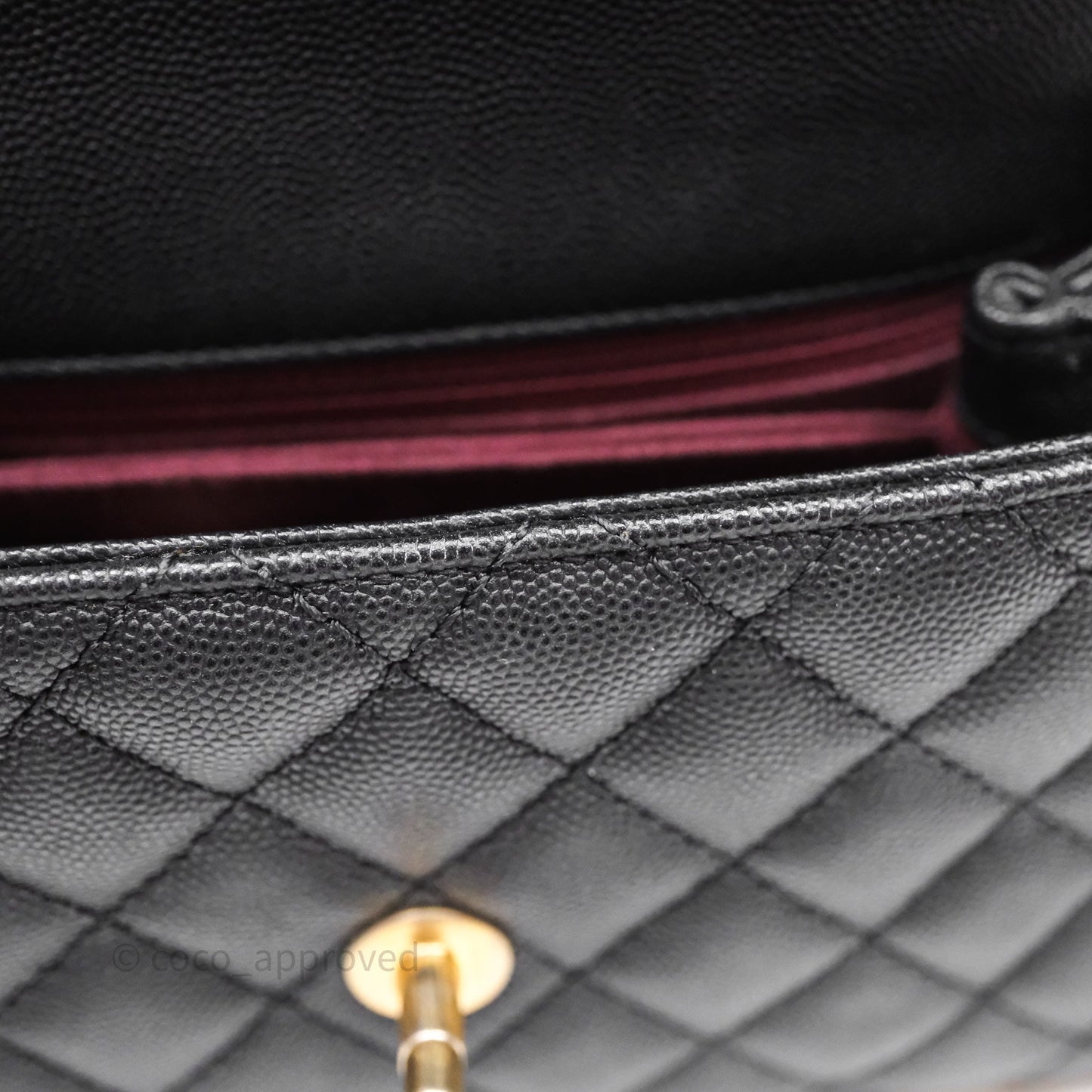 Chanel Small Quilted Coco Handle Black Caviar Aged Gold Hardware