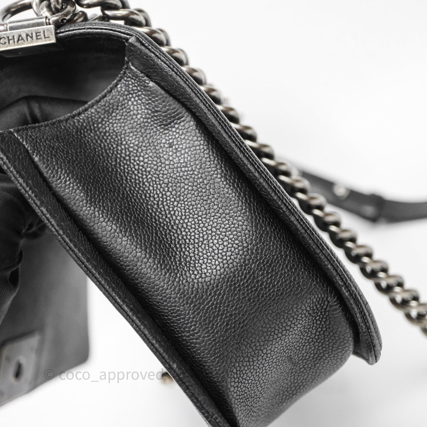 Chanel Quilted New Medium Boy Black Caviar Ruthenium Hardware