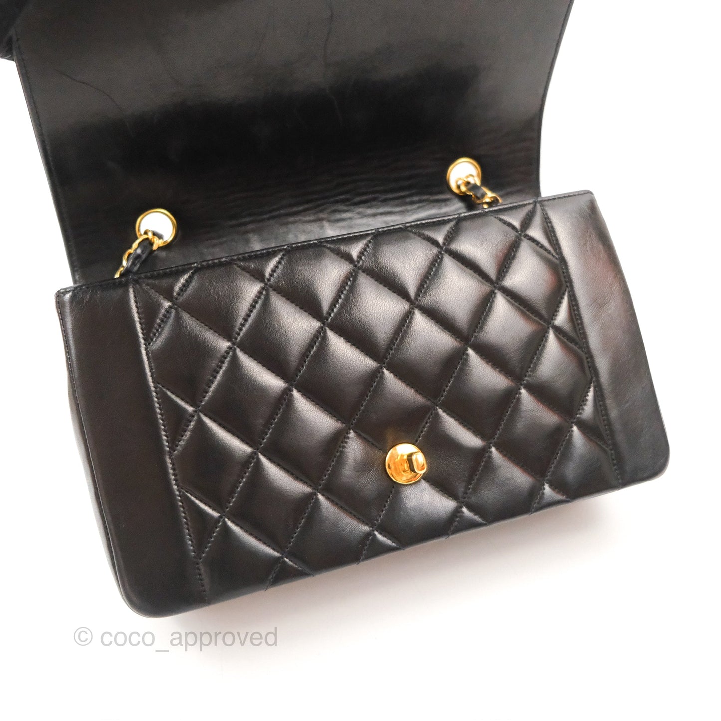 Chanel Vintage Medium Classic Diana Flap Bag Black Quilted Lambskin