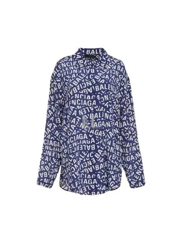 Luxury Balenciaga All Over Logo Shirt Blue