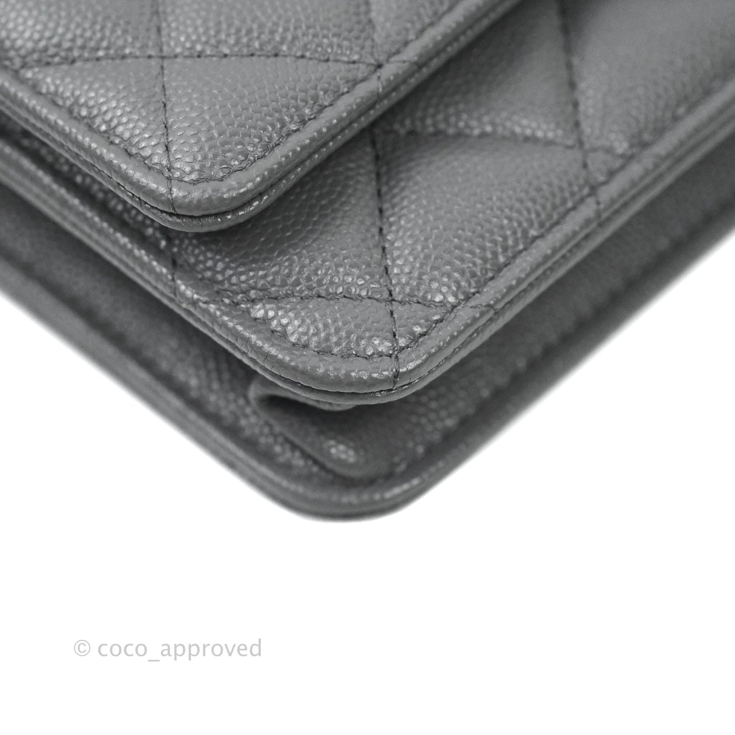 Chanel Wallet On Chain WOC Caviar Grey Gold Hardware