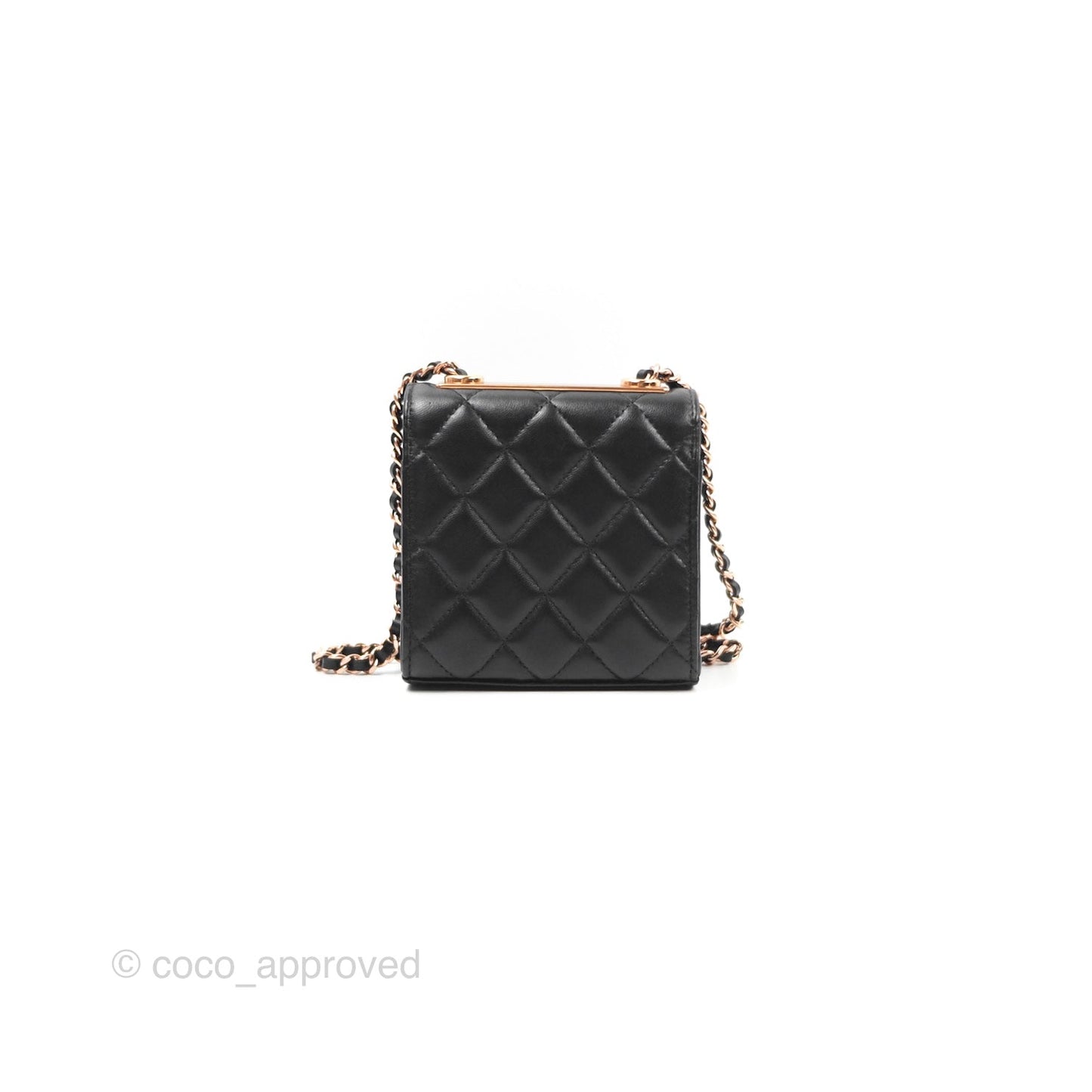 Chanel Mini Quilted Trendy CC Clutch With Chain Black Lambskin Rose Gold Hardware